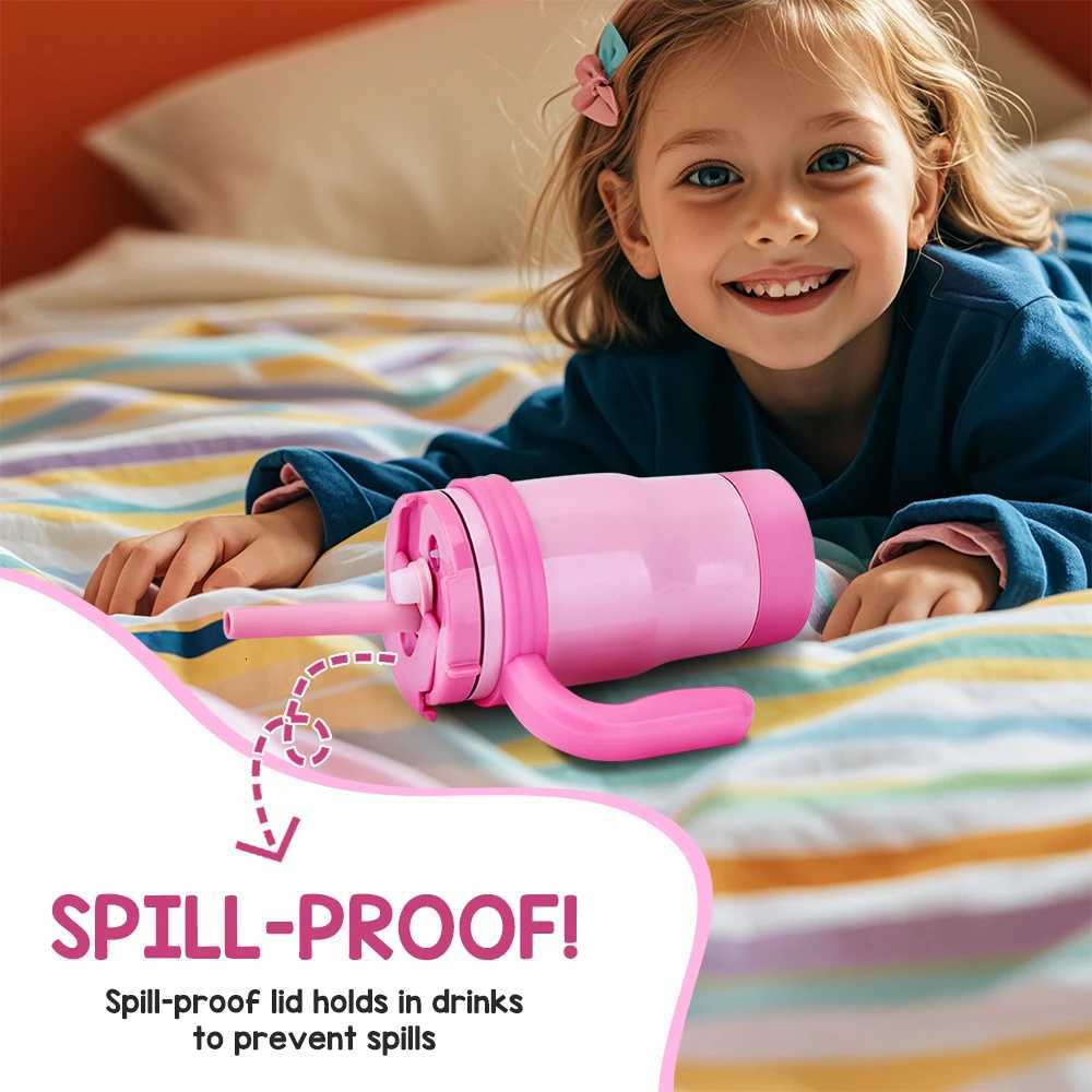420ML Kids Insulated Tumbler With Straw Leak Proof Thermos Bottle With Handle Stainless Steel Travel Mug For Toddlers BPA Free X250806