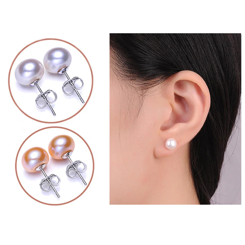 3 Color Natural Pearls Stud Earrings Real Freshwater Cultured Pearls 925 Metal Earring Wedding Fashion Jewelry Gifts for Women 250805