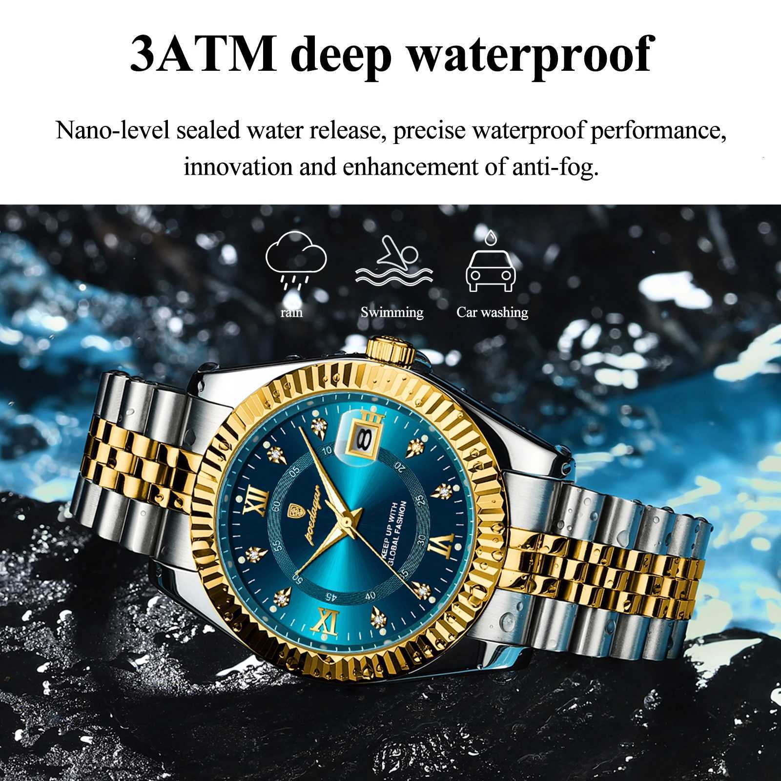 POEDAGAR Luxury Quartz Wrist Watch for Men Waterproof Luminous Date Stainless Steel Sports Mens Watch W250806