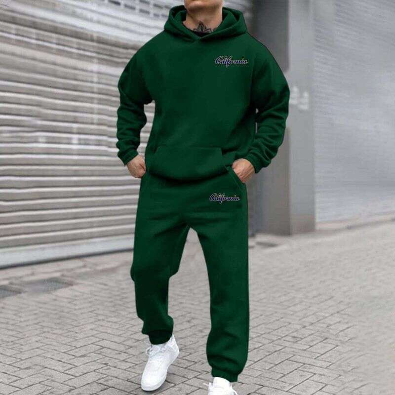 Designer Leisure High Quality New Autumn Winter Men's Joggers 2 Piece Tracksuit Fashion California Letter Printed Hoodie And Pants Set Men Outfit
