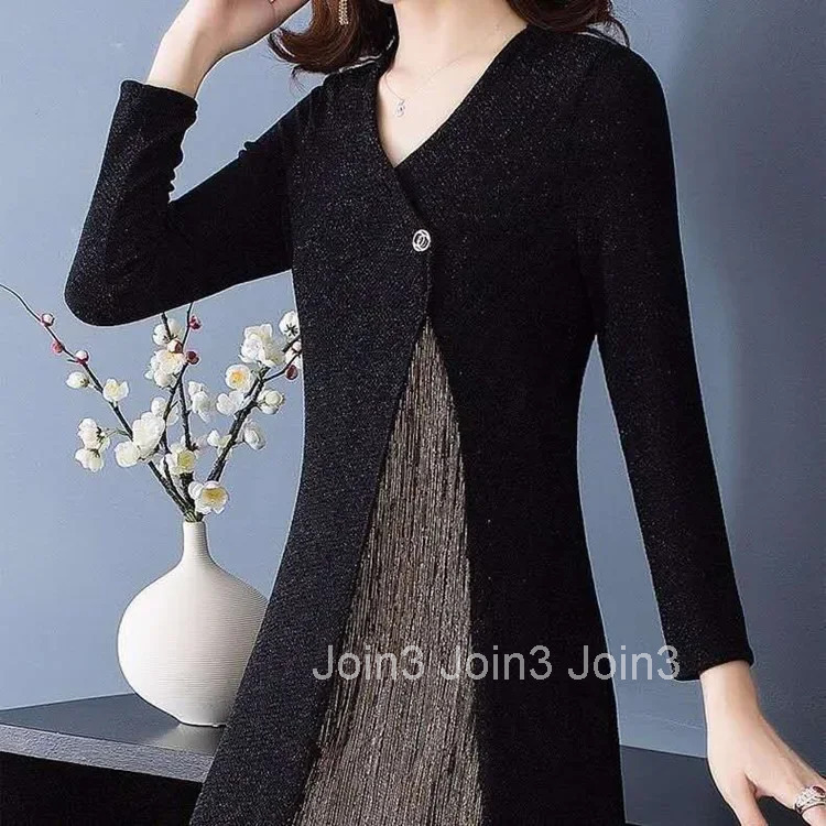 Elegant plus Size Cheongsam Dress Long Sleeve High Waist Slimming Maxi Skirt Autumn New Style Fashionable Womens Clothing