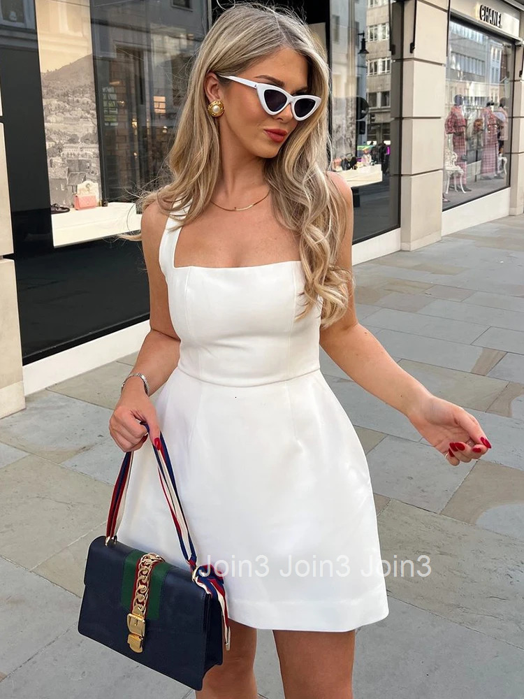 Sexy Elegant One-Shoulder Strapless Halter Backless Dress For Women Sleeveless A-Line Summer Solid Color Mini Party Dress