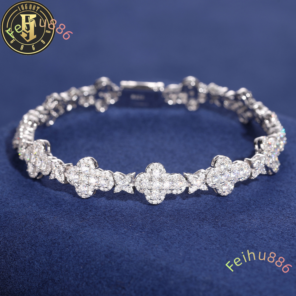 New Arrivals Popular 925 Sterling Silver Moissanite Star Cross Cuban Link Bracelet Pass Diamond Tester Diamond Bracelet