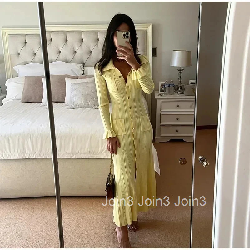 Winter Knitted Dress Women New Long Sleelve Ruffles Single Breasted Long Dresses Female Party Fashion Sweater Vestidos