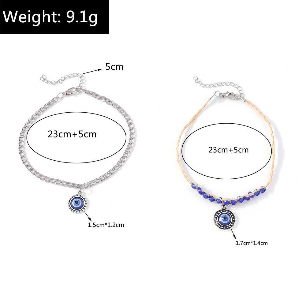 2pcs Bohemian Blue Evil Eye Anklets for Women Summer Beach Anklet s Chain Girls Jewelry Gifts Y250805