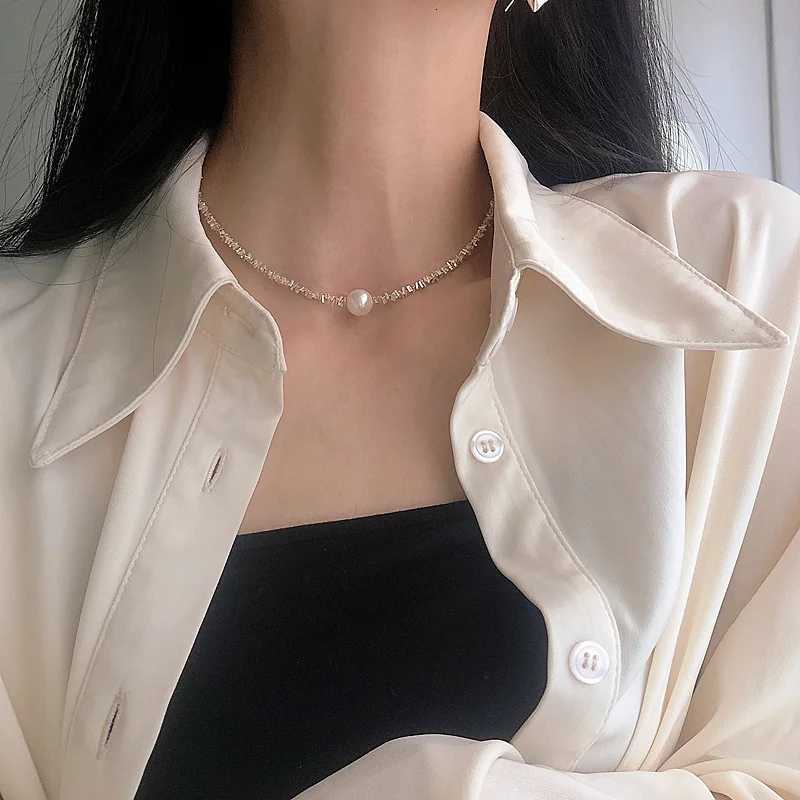 2023 Trend Neck Chain Kpop Pearl Choker Necklace Womens Goth Choker Jewelry Imitation Pearl Pendant Necklaces Collar for Girl Y250805
