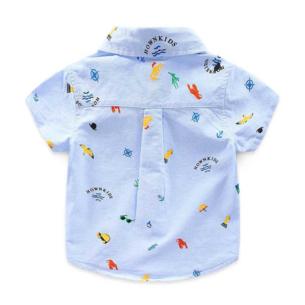 2 3 4 5 6 Years Boys Short Sleeve Collar Shirt Summer Childrens Clothing Cotton Toddler Kids Cartoon Printed Casual Tops X250806
