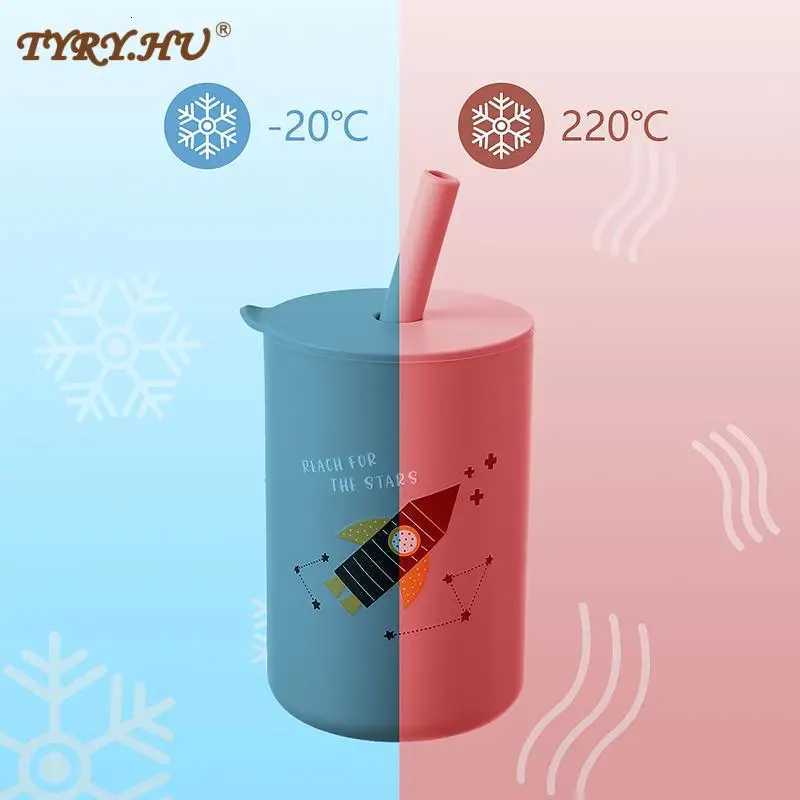 150ML Baby Feeding Drinkware Straw Cup Baby Learning Feeding Bottles Anti-Hot Leakproof Silicone Tableware Toddler Water Bottle X250806