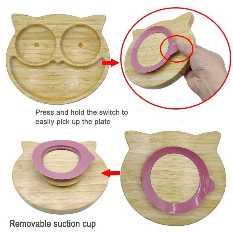 5Pcs Bamboo Bowl Plate For Kid Personalized Name Baby Feeding Set Bamboo Tableware Owl Plate Bowl With Spoon Silicone Baby Supplies X250806