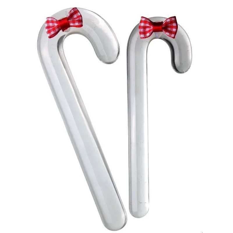 Glass Anal Butt Plug Christmas Gift G-spot Anal Masturbating Clear Sleek Candy Cane Dildo Christmas Decorations Erotic Toys XJ250806