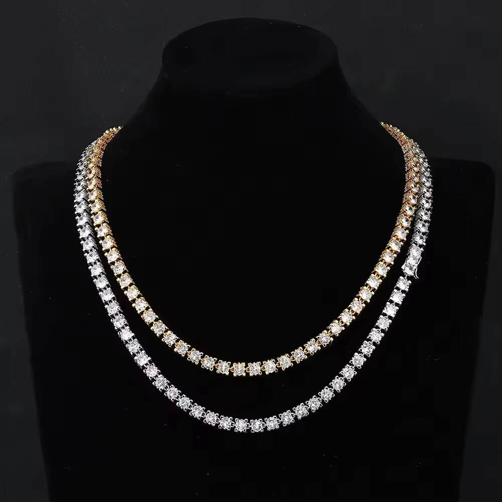 6mm S925 Silver Moissanite Tennis Chain Necklace Customizable Hip Hop Jewelry for Men