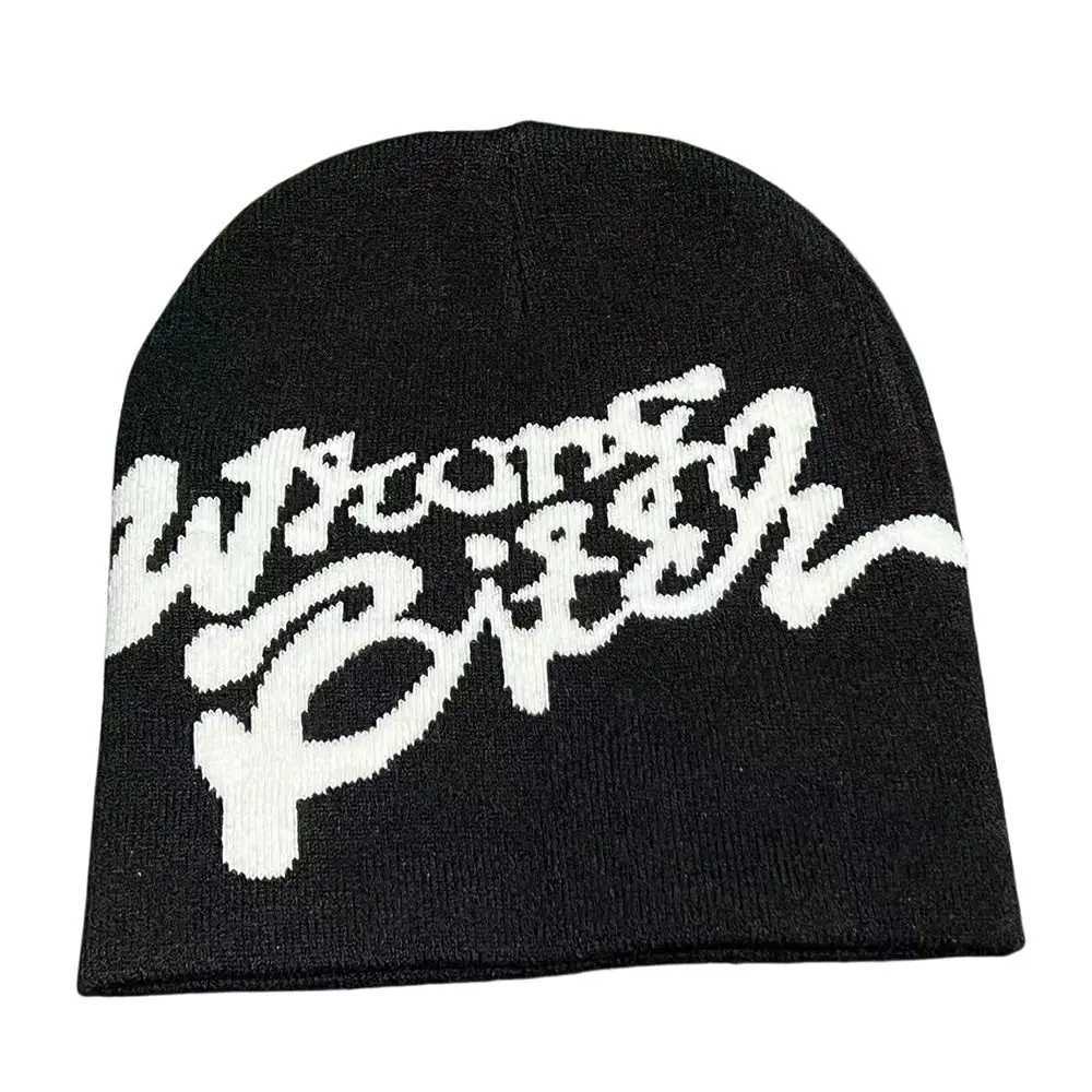 2K Ins Hip Hop Skullies Casual Cap Cold Cap Men Women Beanie Bonnet Letter Printing Knitting Cap Hat Gothic Wool Acrylic Warm L250806