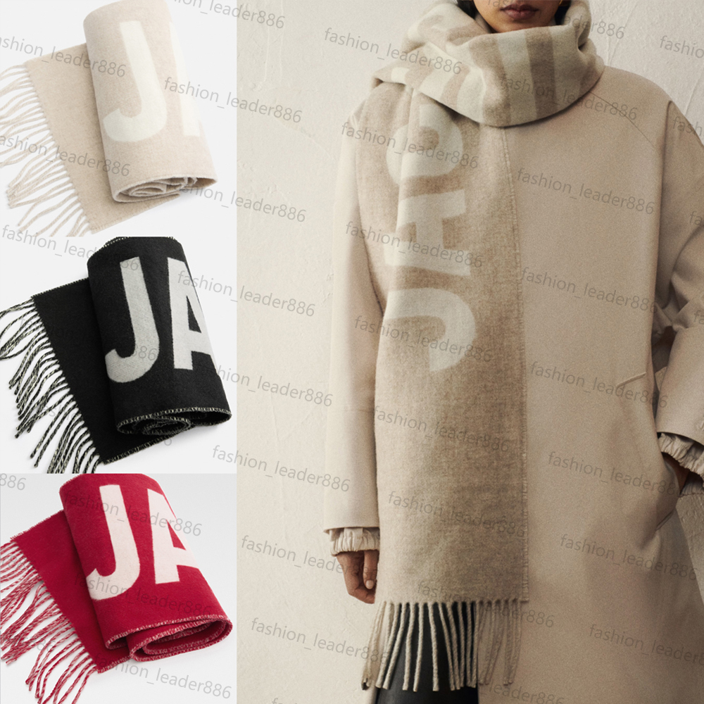 wool fringe scarf jacquard designer woman solid color yarn 100% virgin thickened jacquemuse jacquesmus jacquemus warm fashion autumn winter black grey peach cream