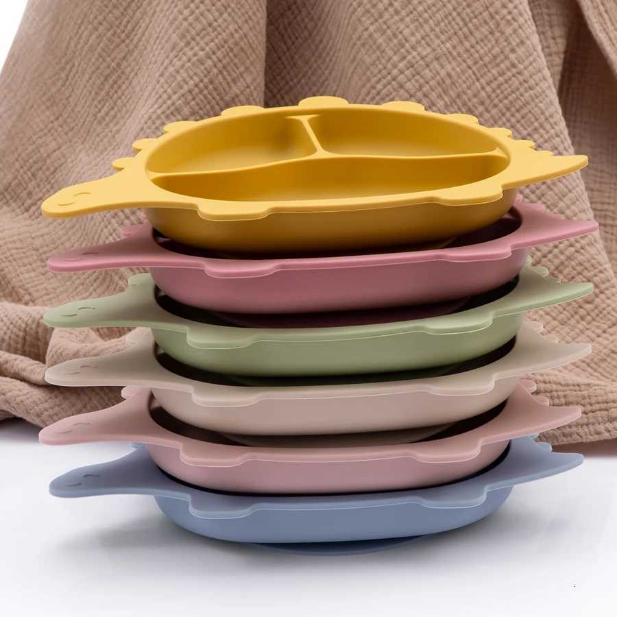 Baby Silicone Dining Plate Kids Feeding Sucker Bowl Solid Food Cartoon Dinosaur Childrens Dishes Toddler Training Tableware X250806