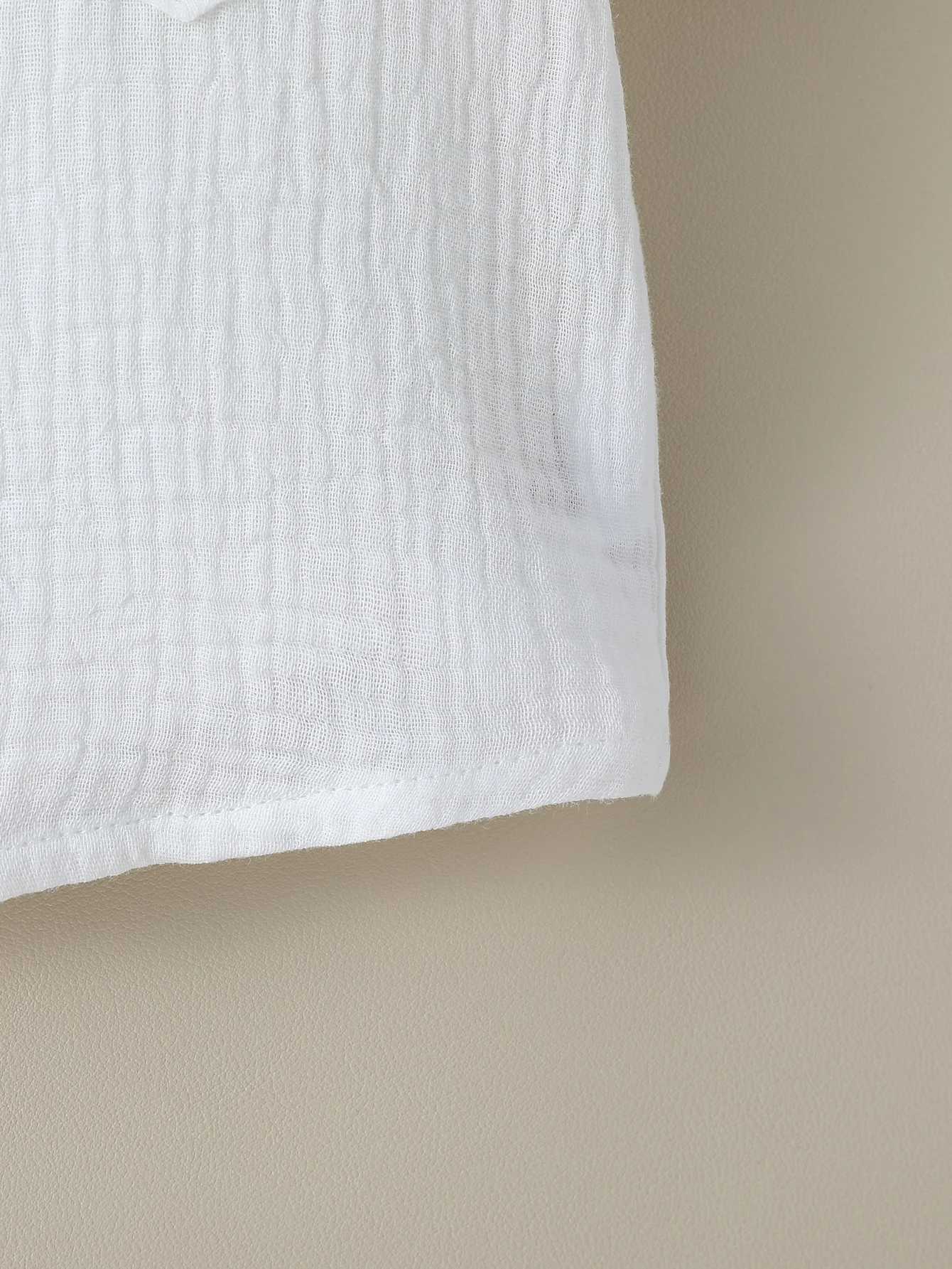 Boy Solid Color Cotton Soft Shirt Chest Pocket Stand Collar Short Sleeve Gentleman Shirt For Boys 1-3 Years Summer Clothes X250806