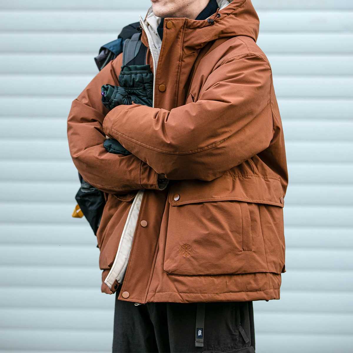 Winter Outdoor Hooded Cargo Down Jacket For Men Clothing Korean Streetwear Thick Windproof Jacket Harajuku Casual Coat Male W250806