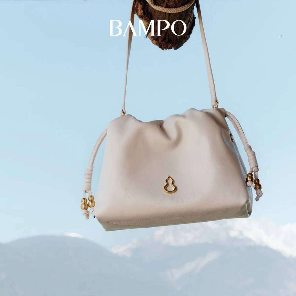 BAMPO 2025 New Fashion ful Cloud Small Size Top Grain Leather Underarm Single Shoulder Garbage Crossbody Bag