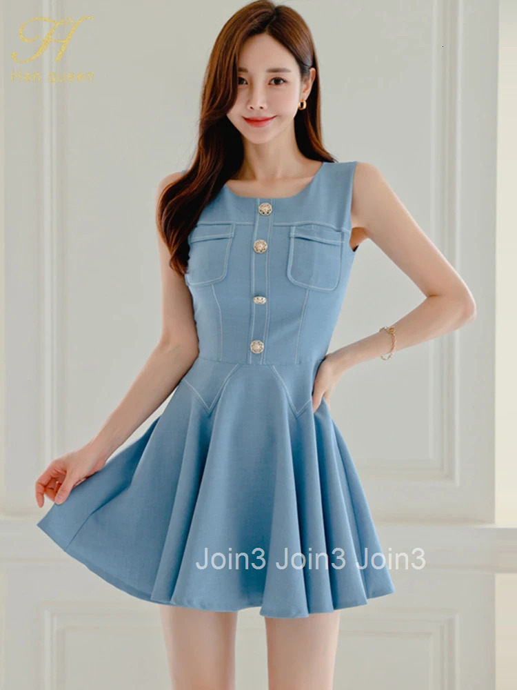 Summer Clothing Elegant Party Dresses Sleeveless Fashion Simple A-Line Vestidos Casual Office Short Dress