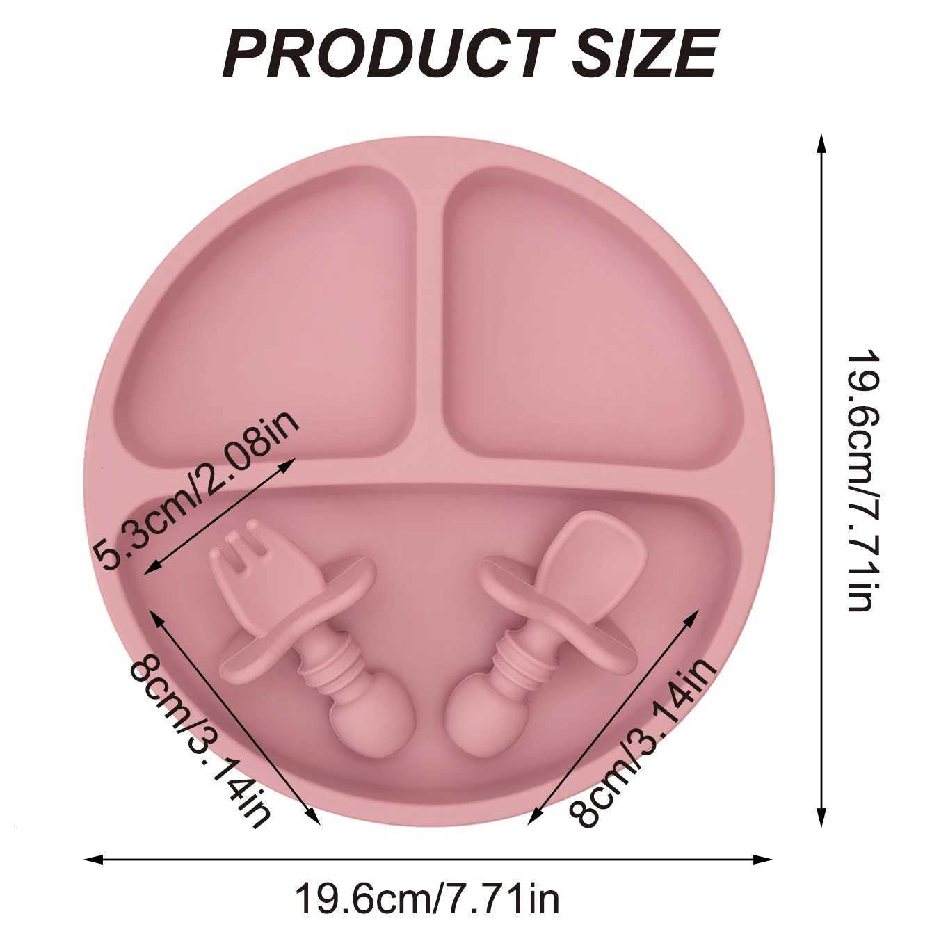 3PCS BPA Free Silicone Baby Plate with Suction Smile Face Dish Set Toddler Training Spoon Fork Kids Feeding Tableware X250806