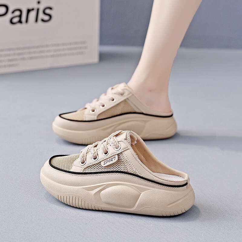 Lightweight Thick-Soled Breathable Half Slippers 2025 Summer Casual Versatile Slip-On Sandals for Women 6608-1