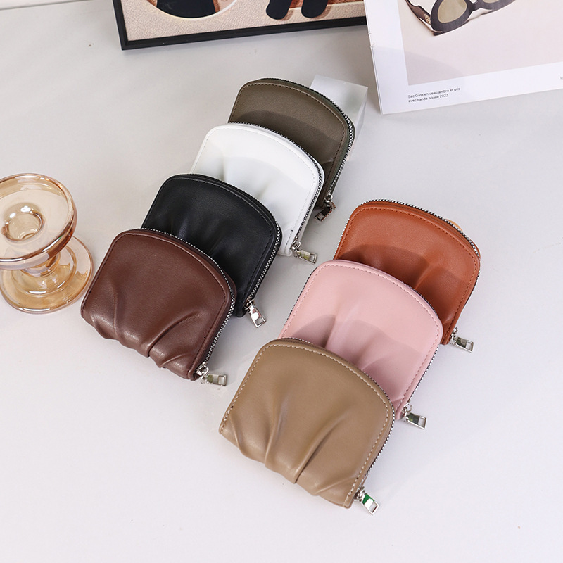 Korean Version INS New Style Wrinkled Wallet for Women Simple Cute Compact Internet Celebrity Solid Color Versatile Coin Purse WALLE