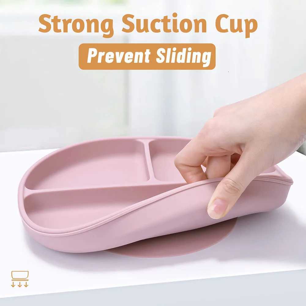 1PCS Baby Sucker Silicone Dining Plate BPA Free Children Dishes Suction Toddle Training Tableware Kids Feeding Bowls Baby Supplies X2508061