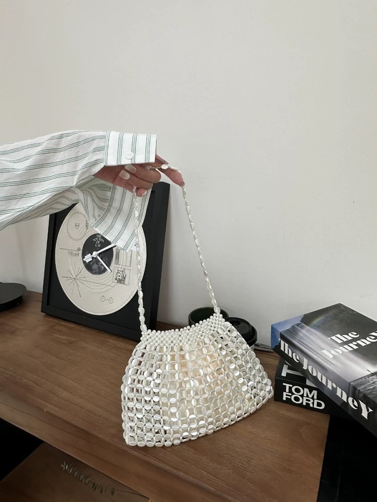 Designer's handmade bead woven handbag 2025 new underarm shoulder crossbody bag