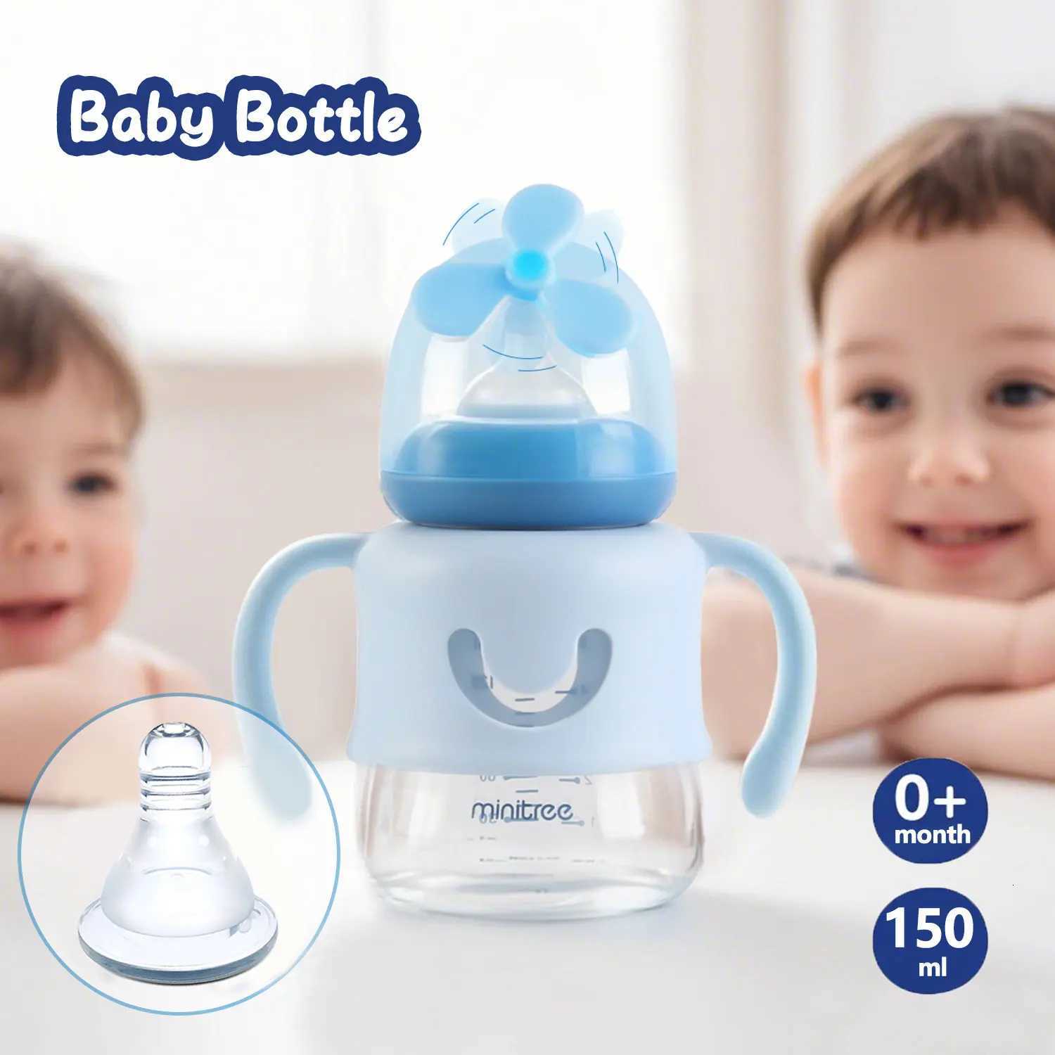 1pc 0-12 months baby feeding bottle windmill shape PP material with handle lightweight anti-fall 150ml standard caliber X250806