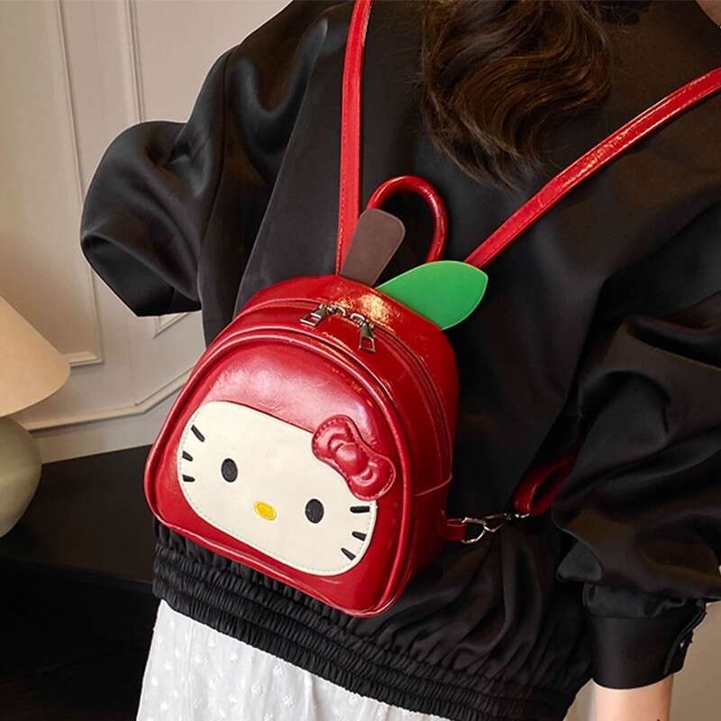 Red Apple Handbag Children's Creative Fun Cute Little Cat Girl Stylish Dopamine Backpack