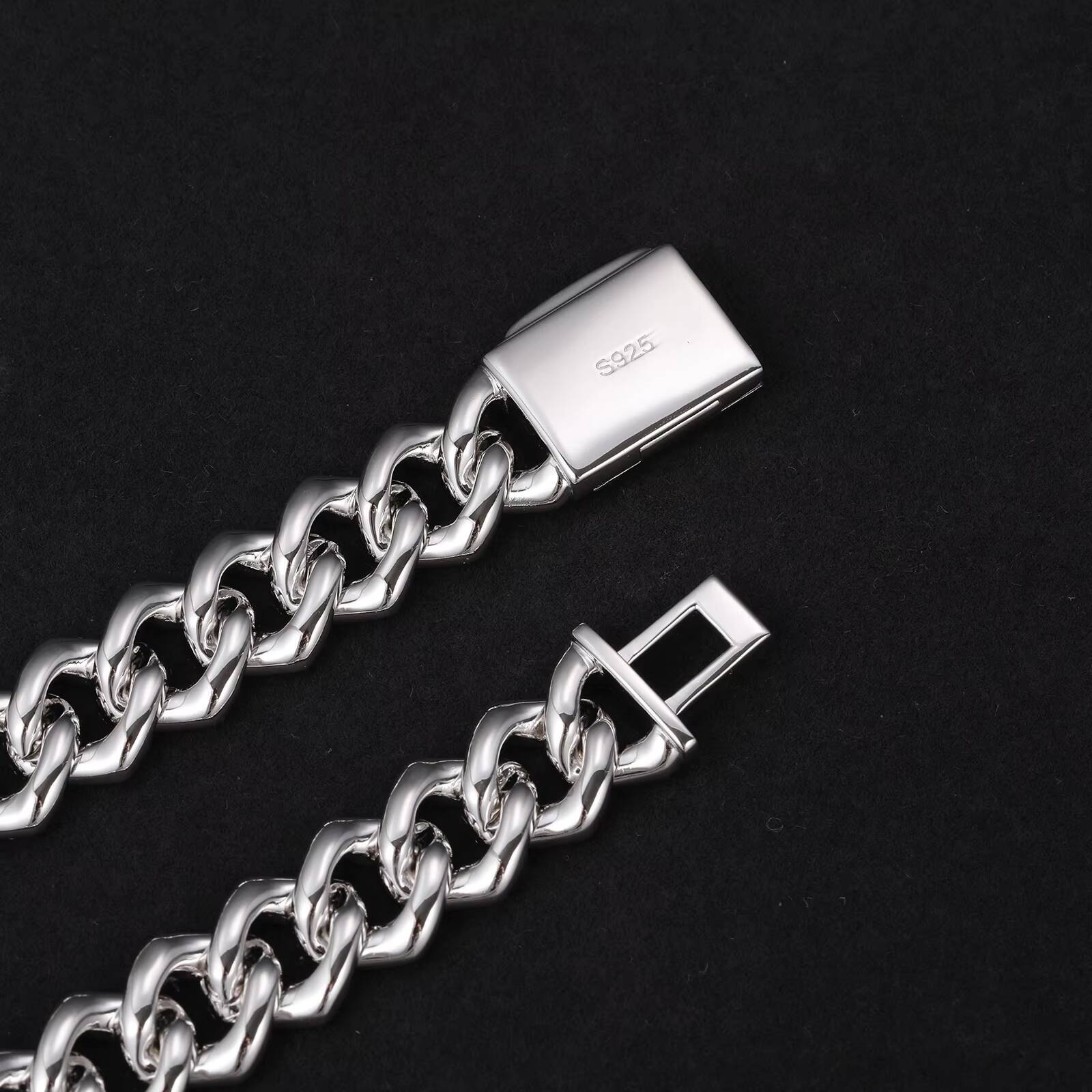 Rappers Fashion Gift Jewelry 14mm 18K White Gold Plated 925 Sterling Silver VVS Moissanite Diamond Iced Out Cuban Link Chain