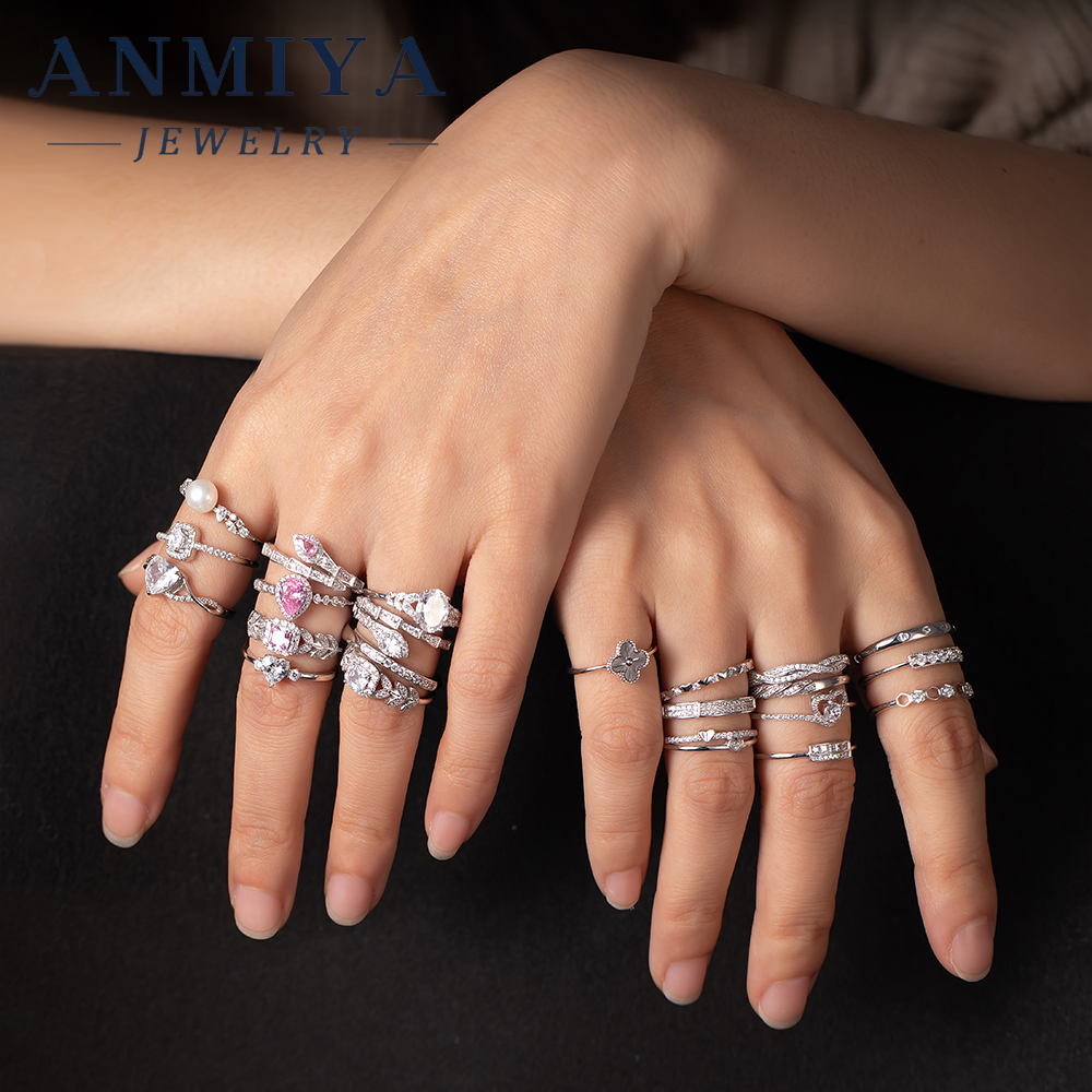 925 Silver Jewelry for Women Adjustable Rings Set Wholesale Bulk Wedding Engagement Jewelry
