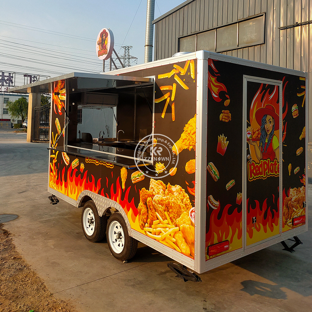 Customized Barbecue Hot Dogs Trailer Mobile Kitchen Fast Food Truck Trailer Fully Equipped Street Fast Food Trailer