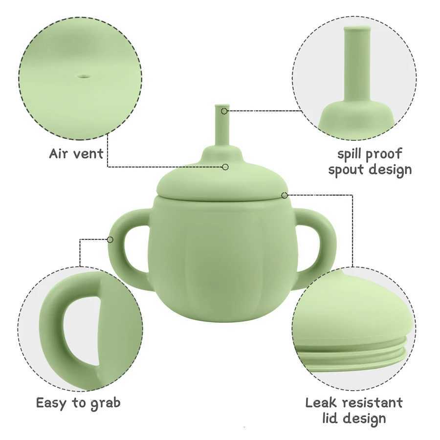 1PCS Baby Silicone Straw Cup BPA Free Portable Storage Snack Container Feeding Cup Kids Learning Drink Cup Water Bottle X250806