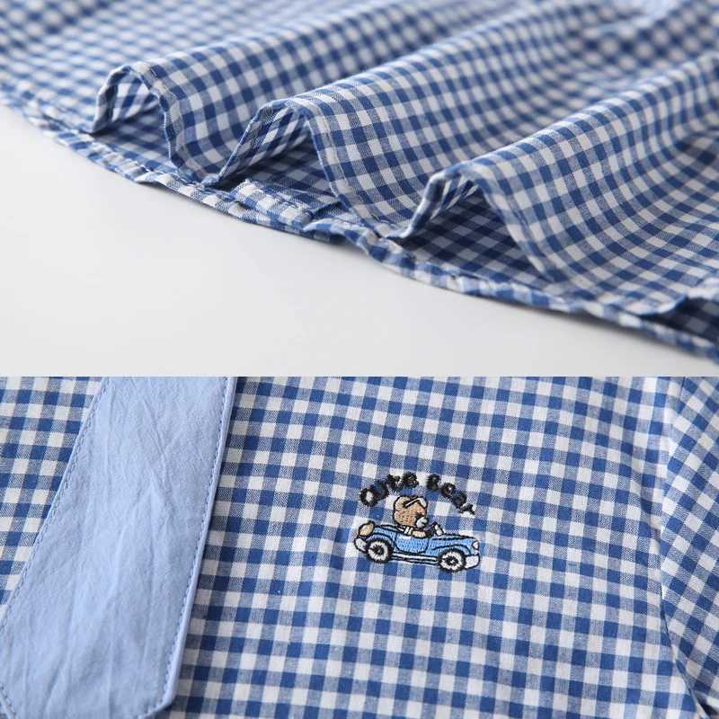 Boys Shirts with Collar 2 to 3 4 5 6 7 Years Summer Cotton Short Sleeve Toddler Boy Clothes White Blue Plaid Kids Uniform Shirt X250806