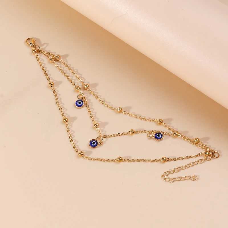 Aihua Bohemian Anklets s For Women Multiple Layers Turkish Eyes Ankle Barefoot Sandals Pulseras Foot Jewelry Y250805