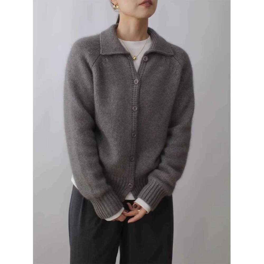 Autumn And Winter New Cashmere Cardigan Women's Thick Lapel French Single Breasted Wool Knit Sweater Coat Trend 250806