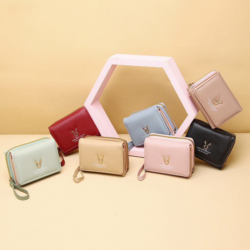 Hot-selling Women's Short Deer Antler Mini Card Holder Coin Purse Two-in-one Fashion 70% off Wallet