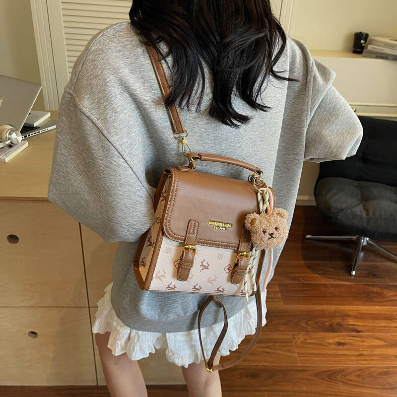 Versatile Handbag for Women Large Capacity Shoulder Crossbody Bag Printed Trendy Backpack-Contrast Panel Design, Ideal for Teen Girls and Casual Outin