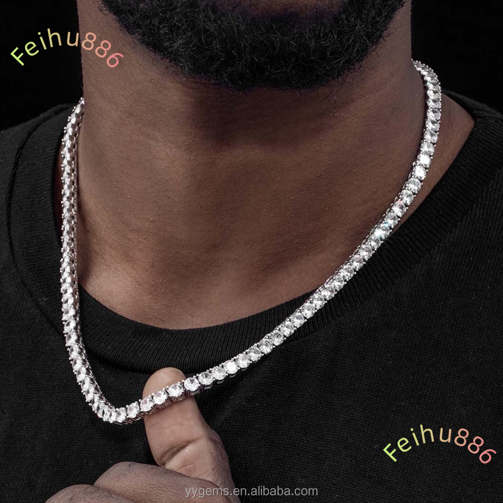 High Quality 5MM Link Chain White Gold Plated S925 Sterling Silver VVS Moissanite Tennis Chain Bracelet Necklace Jewelry