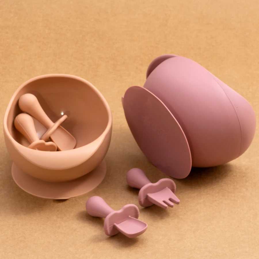 3Pcs Childrens Tableware for Babies Feeding Baby Dishes Plates for Food BPA Free Spoon and Fork Newborn Accessories X250806