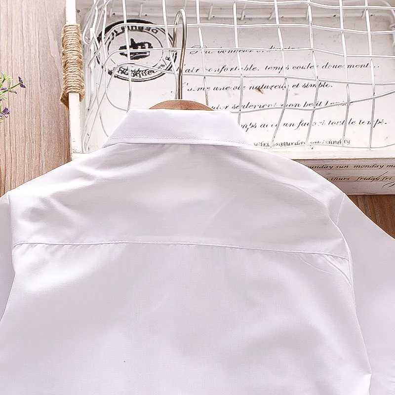 New Summer Boys Shirt Short Sleeve Button A Line Collar Simple White Shirt Light Pocket Decoration Casual X250806