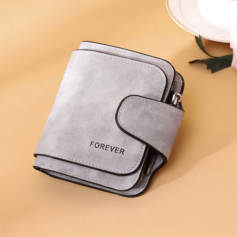New Women's Wallet Multi-Card Slot Buckle Matte Leather Short Coin Purse High-End Large Capacity PU Card Holder