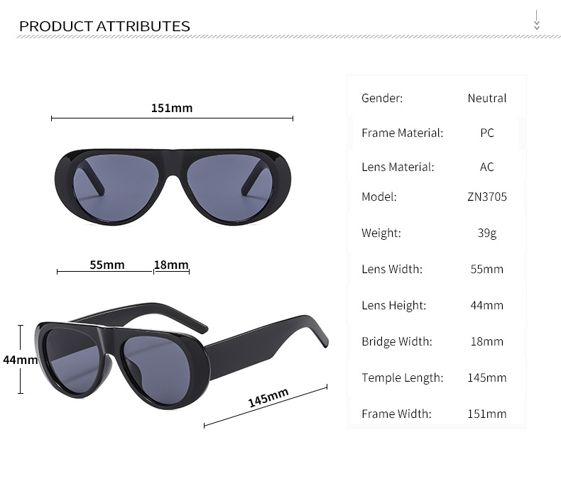 2025 New European and American style Wide leg Big frame Sunglasses Jelly colored Individualistic Simply Retro