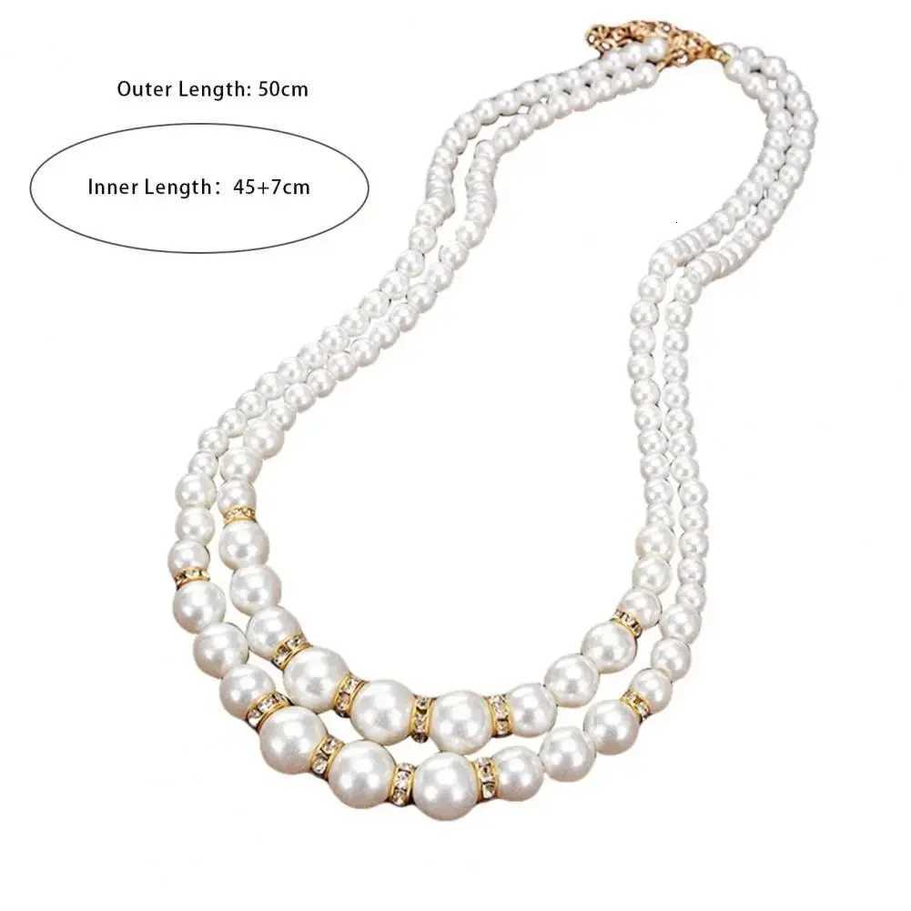 Korean Double Layer Pearl Choker Necklace for Women Silver Gold Color Necklaces Pendants Jewelry Charm Gift for Women Y250805