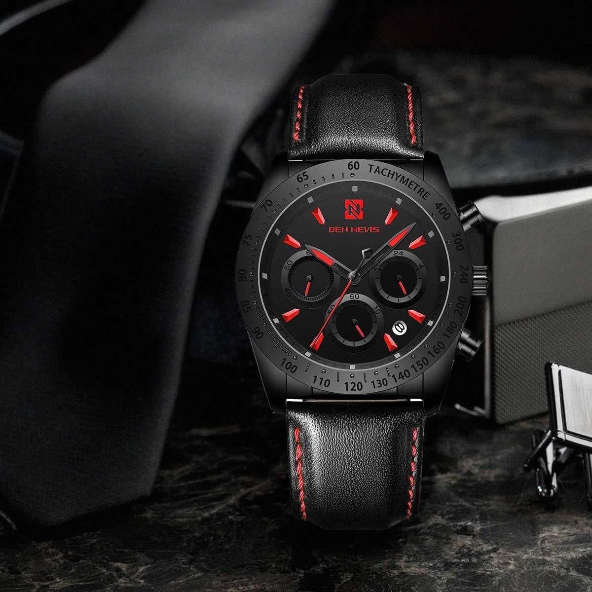 40mm Men Sports Quartz Leather Strap Wrist install Quartz ment Luxury 30M Diving Men Wrist W250806