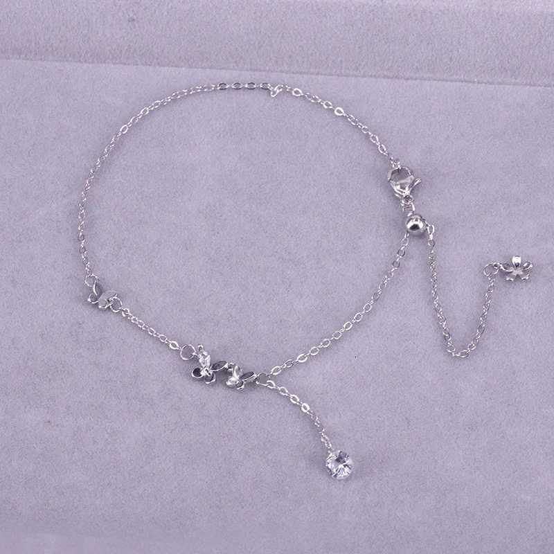 VENTFILLE 925 Sterling Silver Butterfly Anklet for Women Delicate Zircon Tassel Summer Jewelry Dropship Y250805