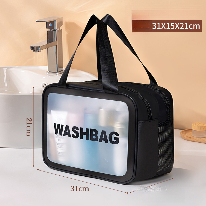 Designer luxury Korean Style Handheld Makeup Bag PVC Dry Wet Separation Toiletry Bag Portable Waterproof Bathing Swimming Matte Storage Bag