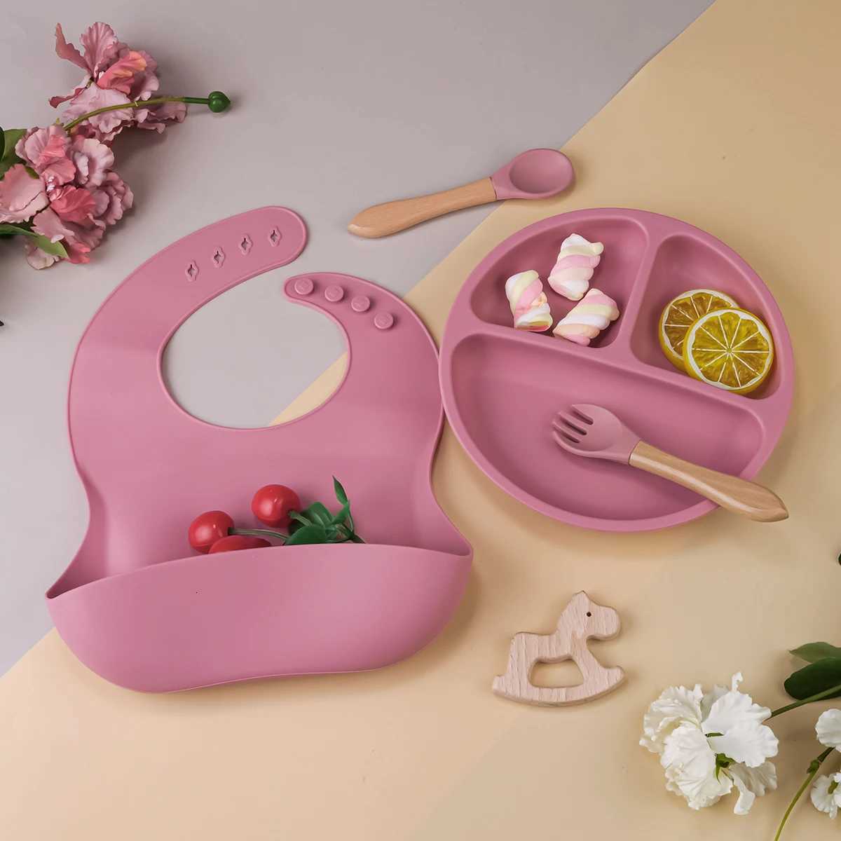4PCS Baby Soft Silicone Dinner Plate Solid Cute Cartoon Children Dishes Suction Toddle Training Tableware Kids Feeding Bowls X250806