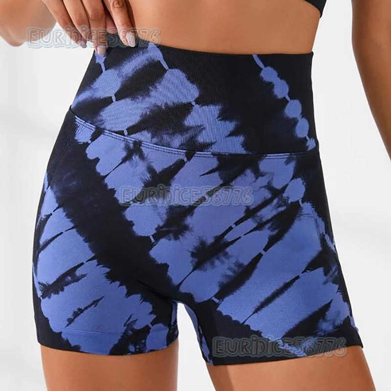 New Tie-dye Yoga Pants High Waist Hip-lifting Breathable Fitness Pants Dye-flower Three-quarter Yoga Shorts H250806