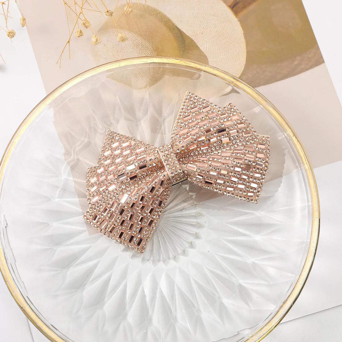 Shiny Rhinestone Barrettes Hairpin For Women Girl Styling Hair Clip Clamps Summer Simple Bow Fashion Hairpin Headwear 250730